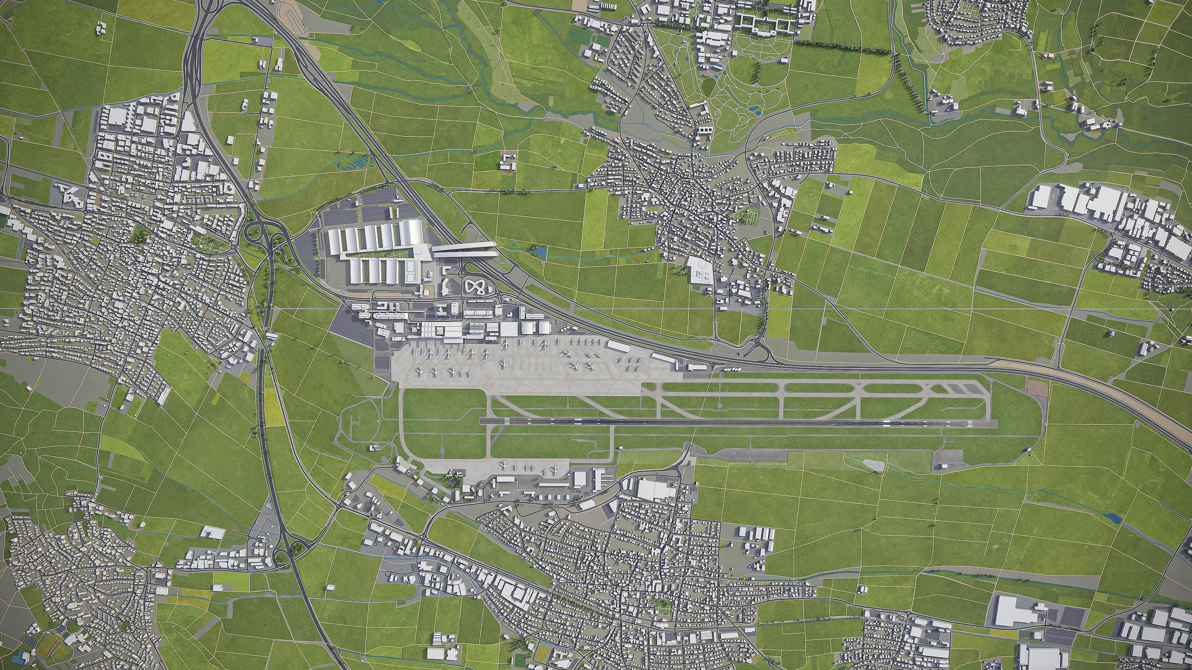 Stuttgart - Airport - STR Low-poly 3D model_7