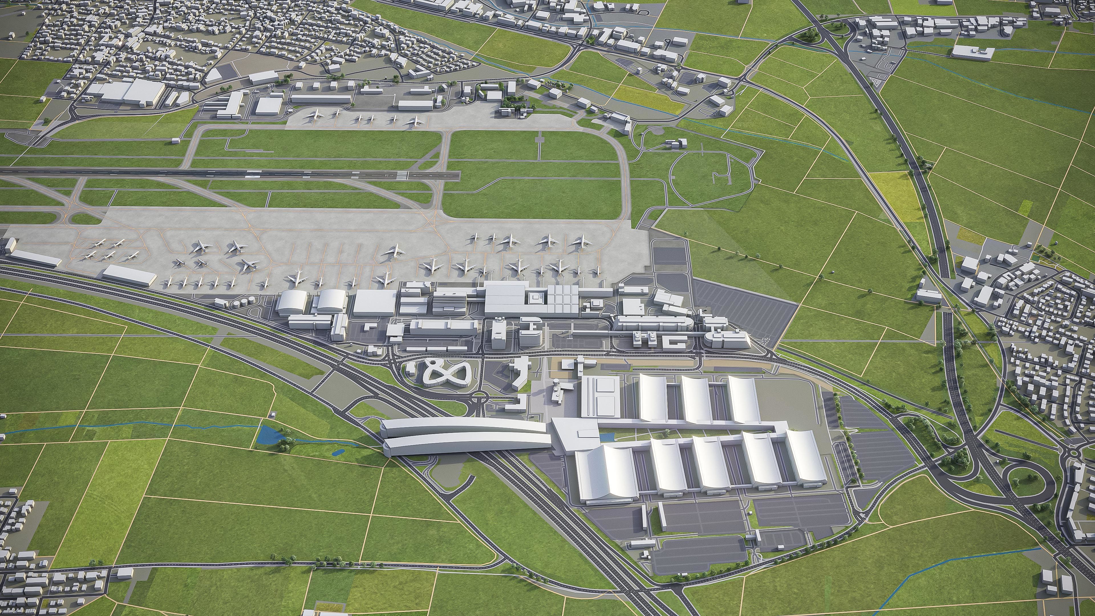 Stuttgart - Airport - STR Low-poly 3D model_3