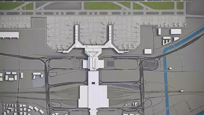 Shanghai - Hongqiao International Airport - SHA Low-poly 3D model