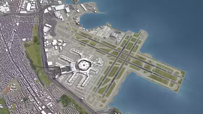 San Francisco - International Airport - SFO Low-poly 3D model