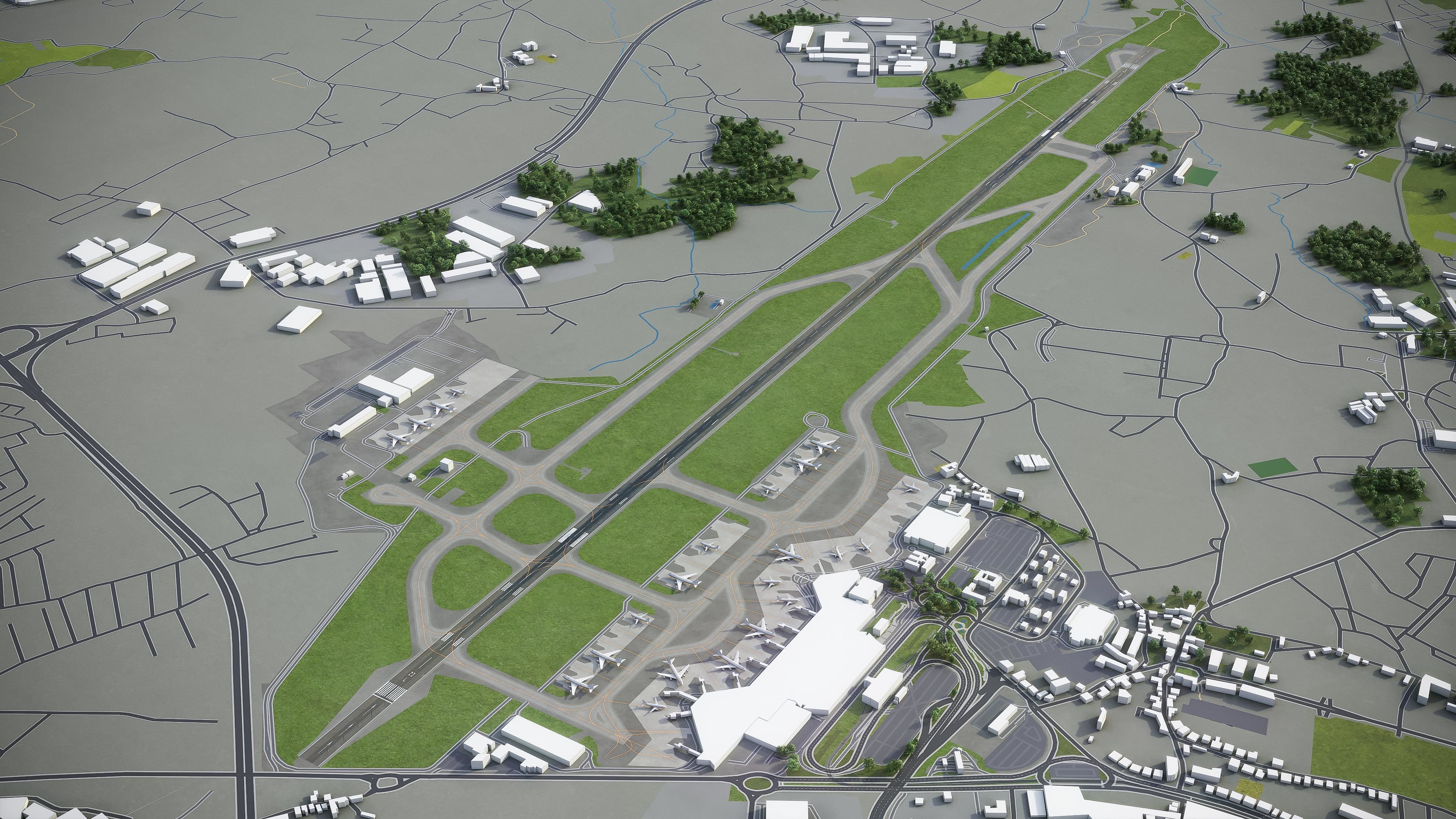 Porto - Francisco Sa Carneiro Airport - OPO Low-poly 3D model_4
