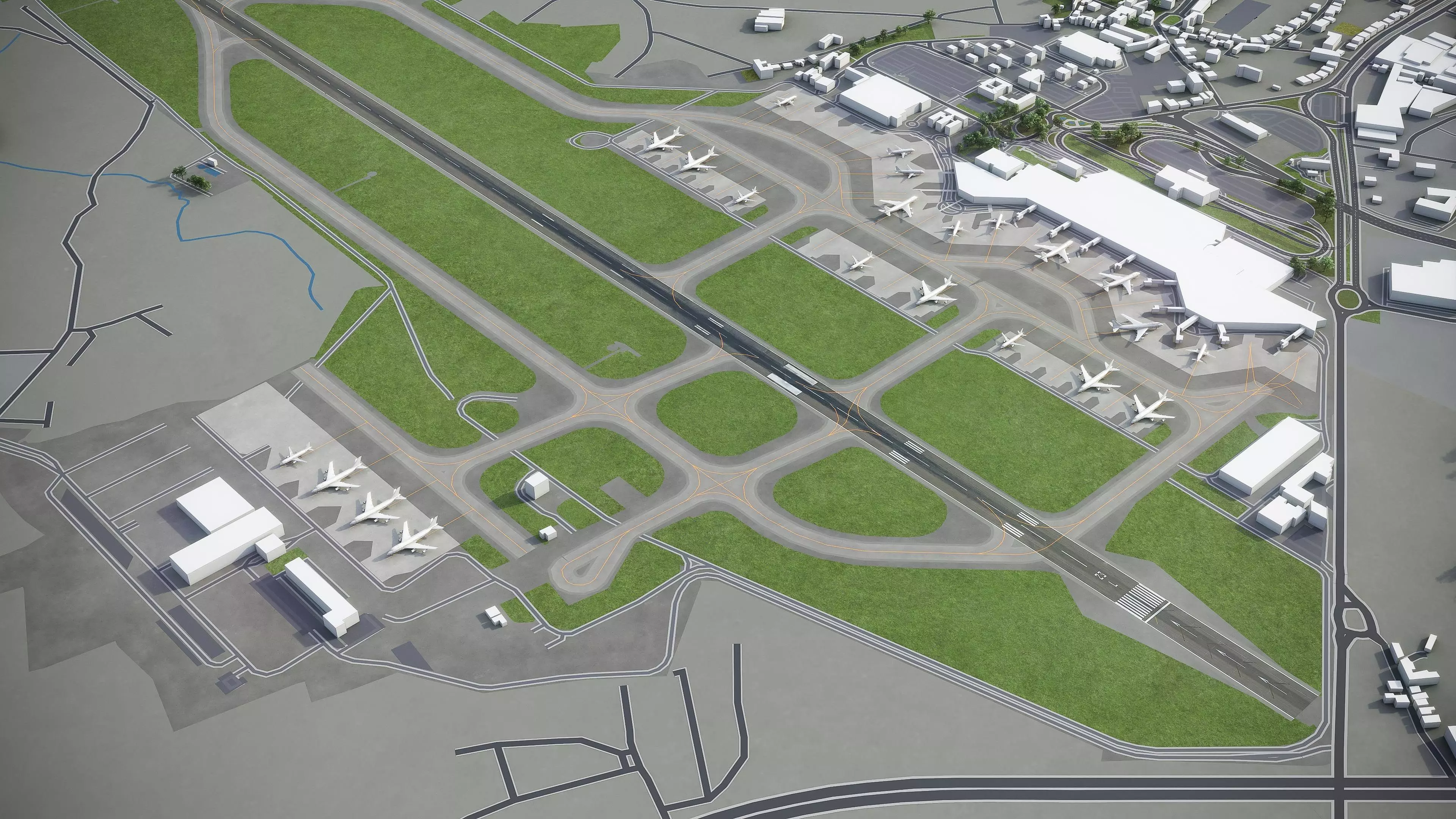 Porto - Francisco Sa Carneiro Airport - OPO Low-poly 3D model_0