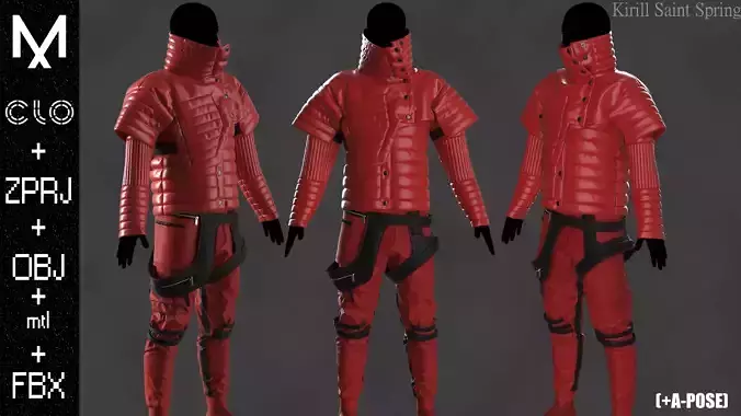 Sci fi Outfit Male Marvelous designer Clo3d OBJ mtl FBX ZPRJ