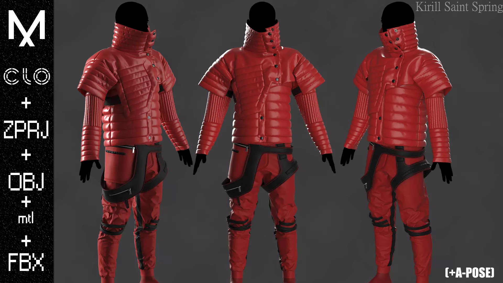 Sci fi Outfit Male Marvelous designer Clo3d OBJ mtl FBX ZPRJ 3D model_0