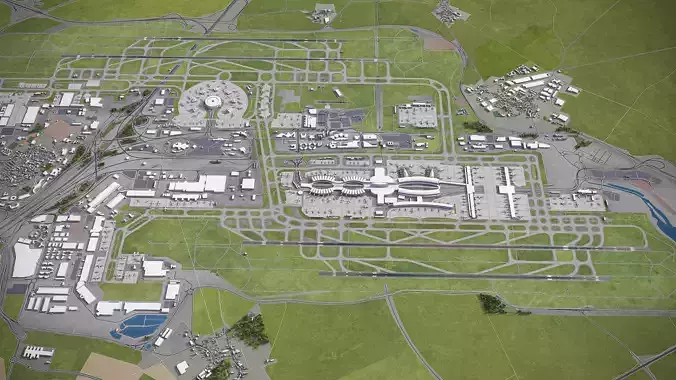 Paris - Charles de Gaulle Airport - CDG Low-poly 3D model