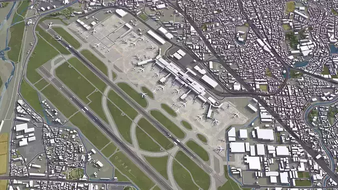 Osaka - Airport - ITM Low-poly 3D model