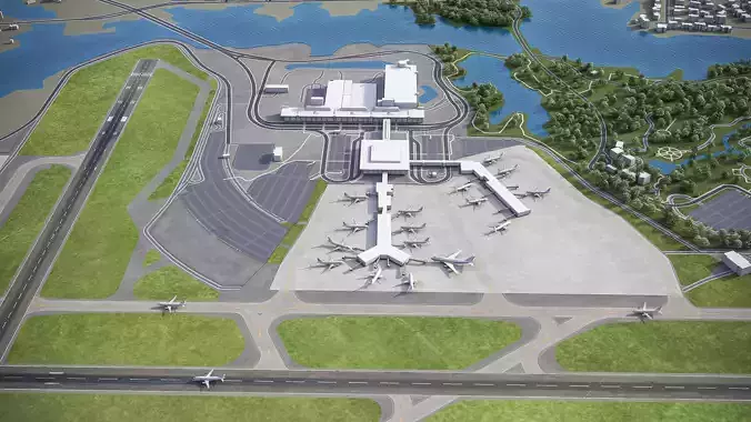 Norfolk - International Airport - ORF Low-poly 3D model