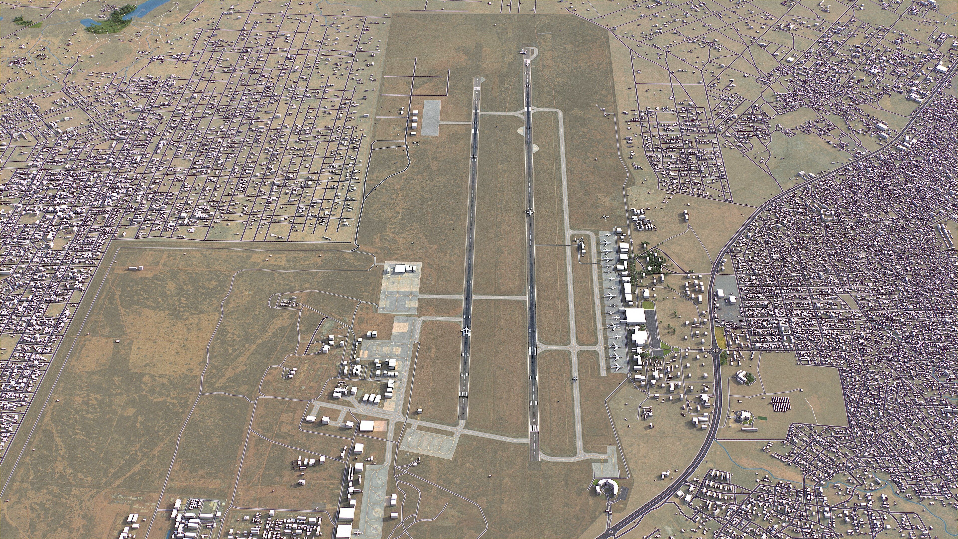 Niamey - Diori Hamani Airport - NIM Low-poly 3D model_1
