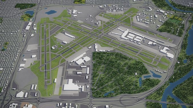 Minneapolis-Saint Paul International Airport - MSP Low-poly 3D model