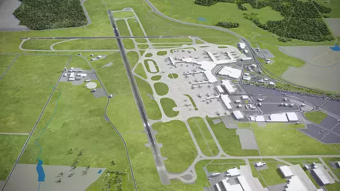 Melbourne - Airport - MEL Low-poly 3D model