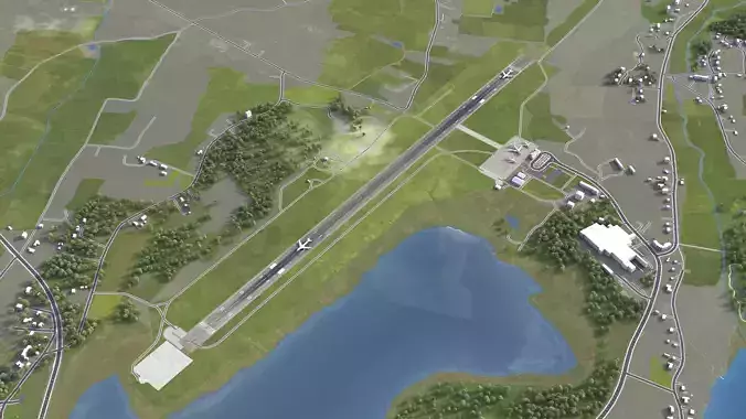 Mariehamn - Airport - MHQ Low-poly 3D model