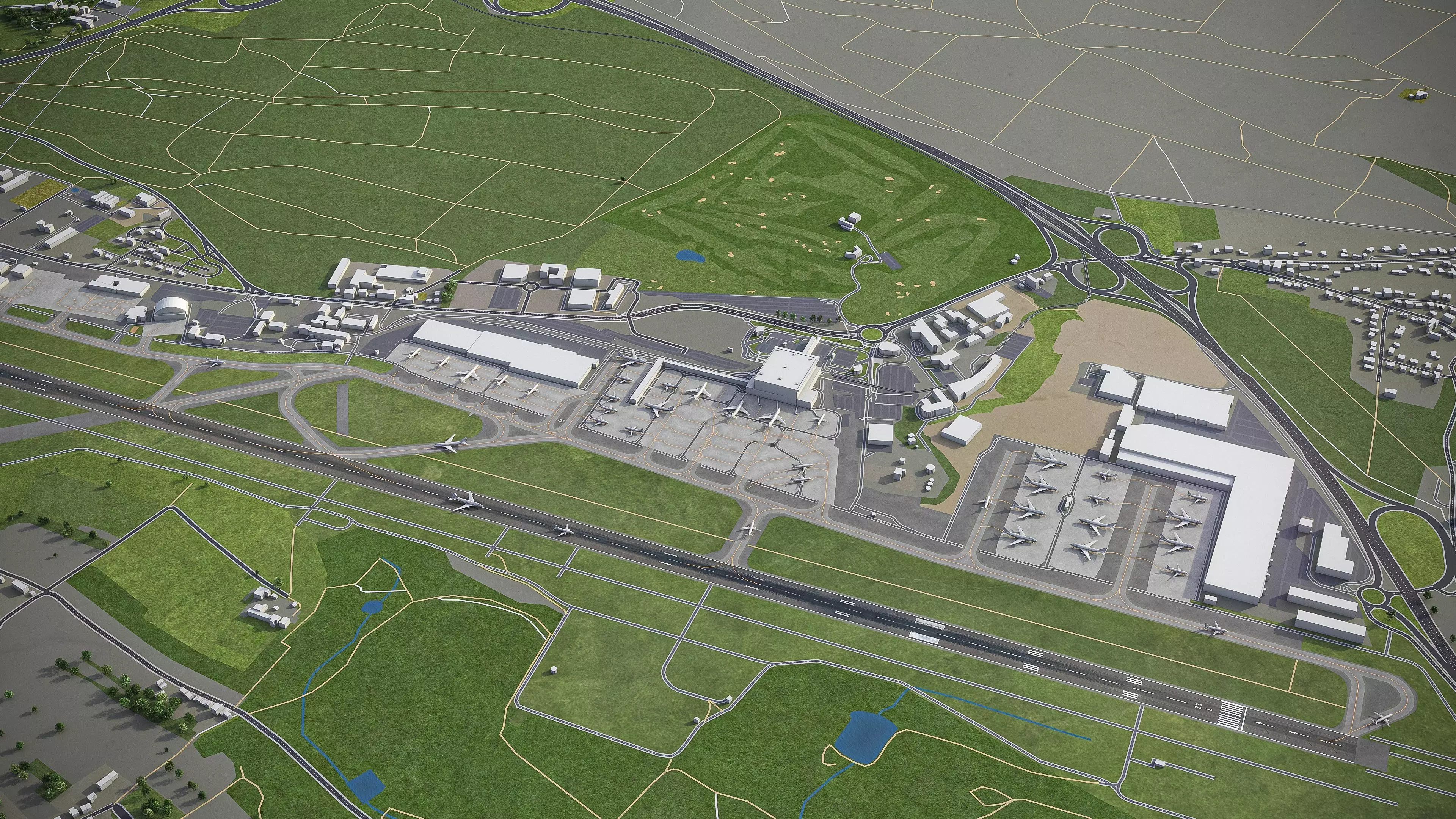 Luxembourg - Airport - LUX Low-poly 3D model