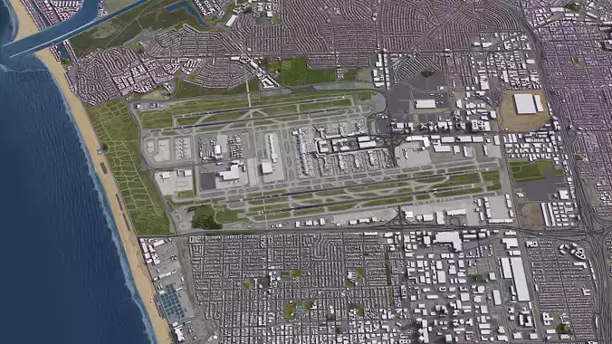 Los Angeles - Airport - LAX Low-poly 3D model