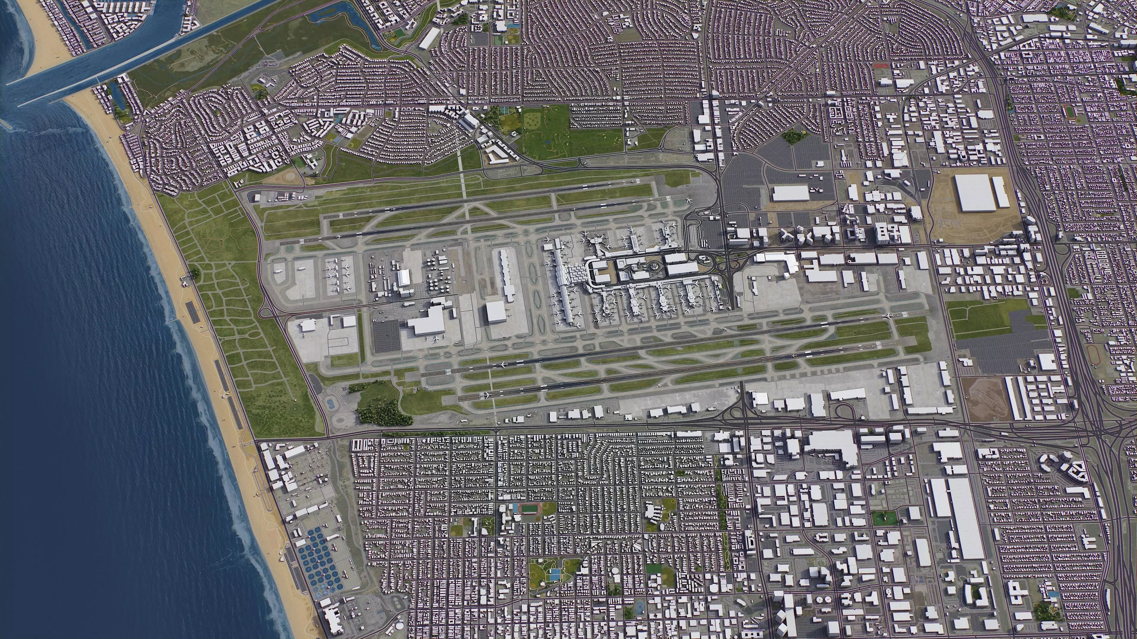 Los Angeles - Airport - LAX Low-poly 3D model_0