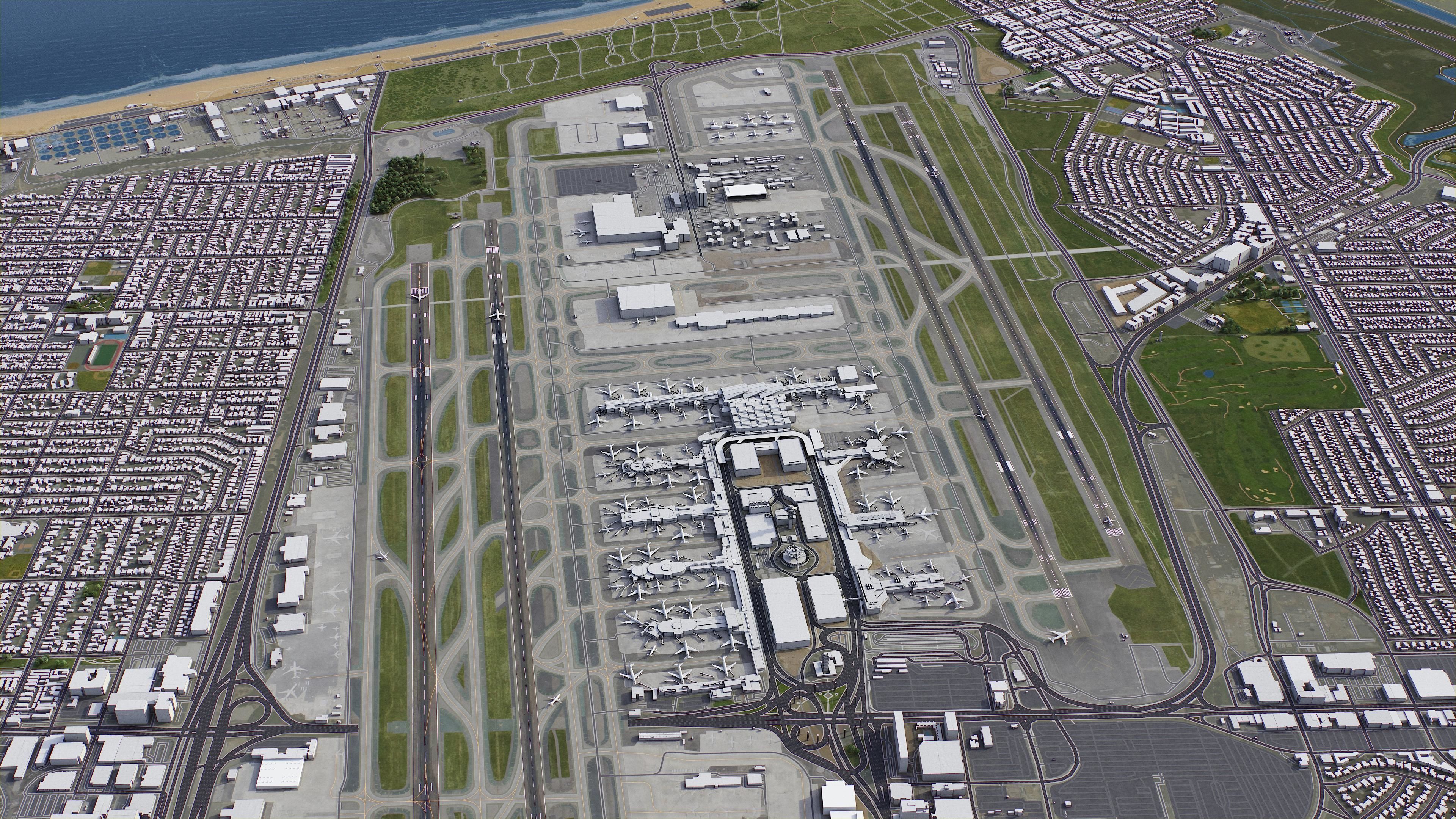 Los Angeles - Airport - LAX Low-poly 3D model_3