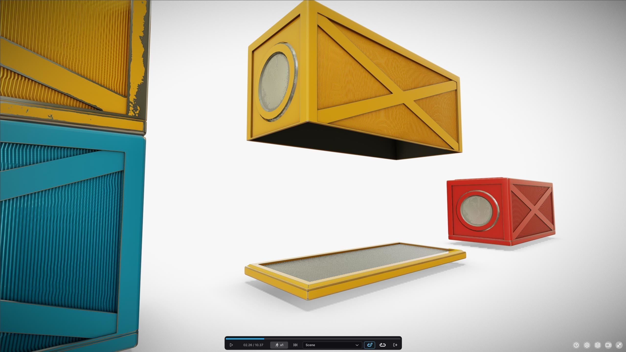 M0021 Futuristic shipping 20ft container Low-poly 3D model_5