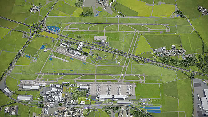 Leipzig - Halle Airport - LEJ Low-poly 3D model