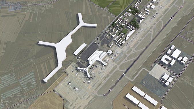 Harbin - Airport Low-poly 3D model