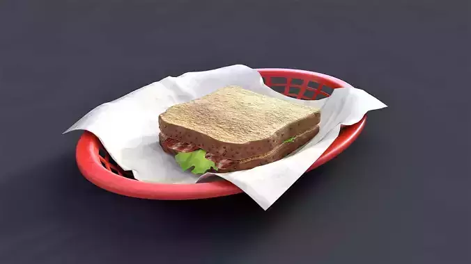 Basket With Sandwich Realistic