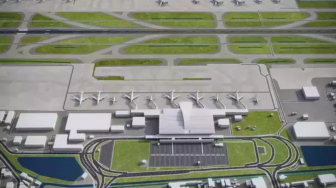 Fukuoka - Airport - FUK Low-poly 3D model