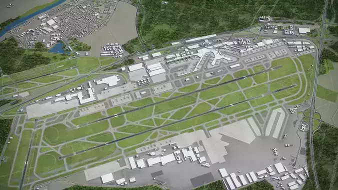 Frankfurt - Airport - FRA Low-poly 3D model