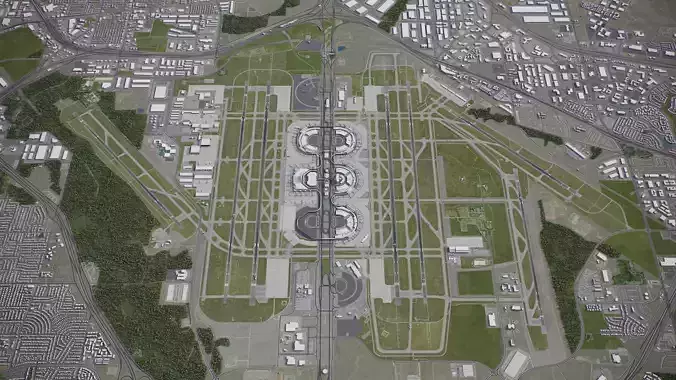 Dallas - Fort Worth Airport - DFW Low-poly 3D model