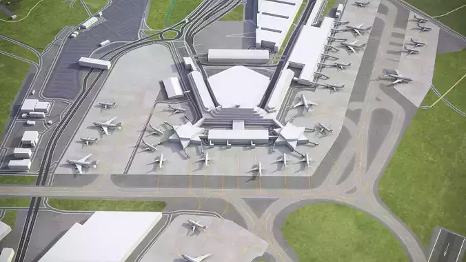 Cologne - Bonn Airport - CGN Low-poly 3D model