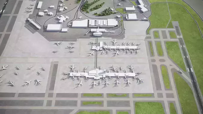 Cincinnati - Northern Kentucky - CVG Low-poly 3D model