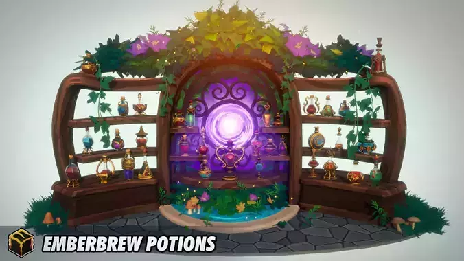 Emberbrew Potions - Stylized Potion Pack FBX and Unreal Engine Low-poly 3D model