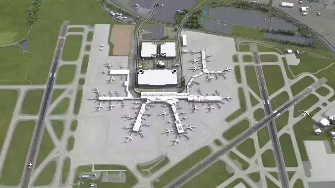 Charlotte - Douglas International Airport - CLT Low-poly 3D model