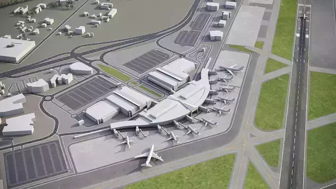 Canberra - Airport - CBR Low-poly 3D model