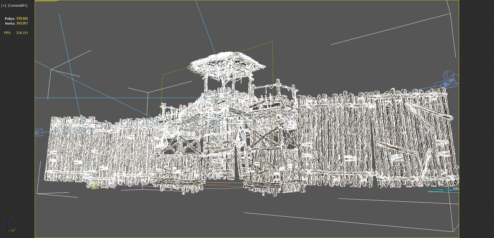 Asian ancient architecture checkpoint defense gate 3D model_8