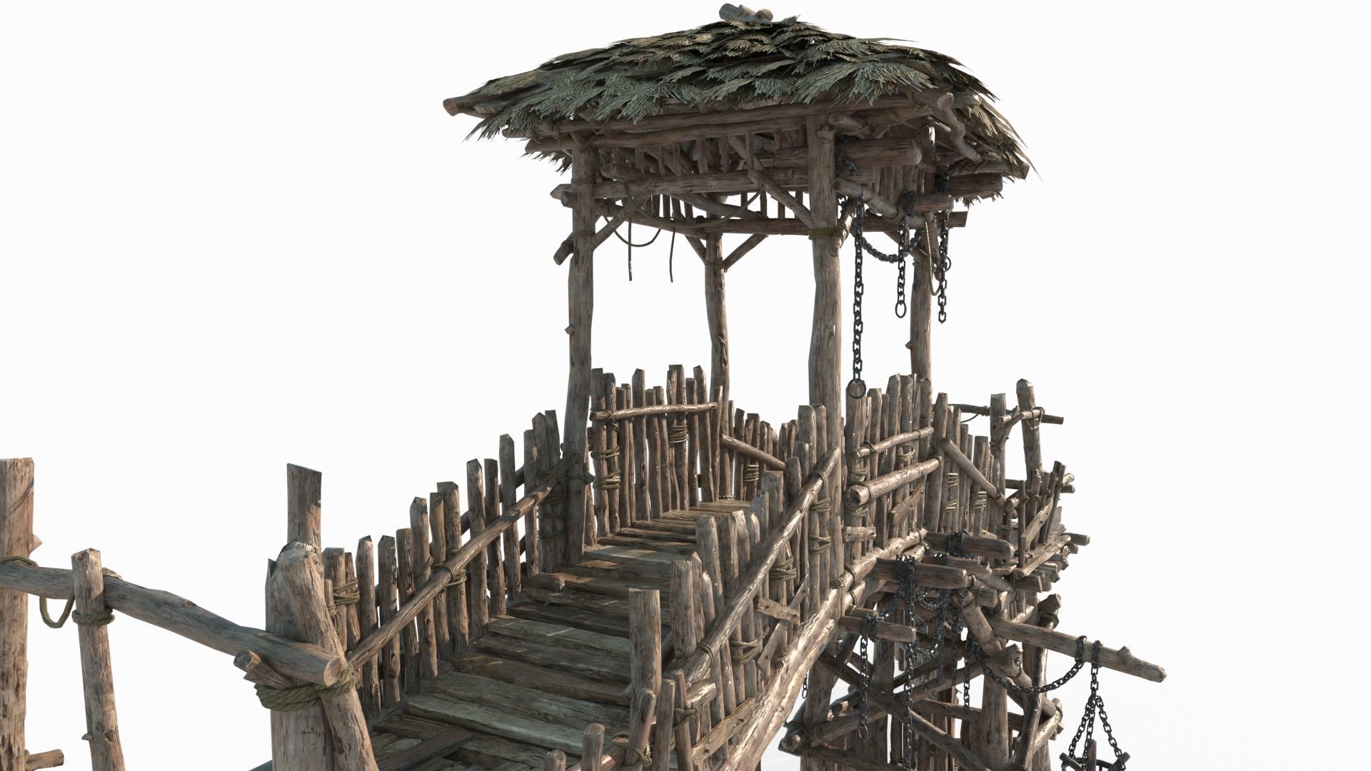 Asian ancient architecture checkpoint defense gate 3D model_5