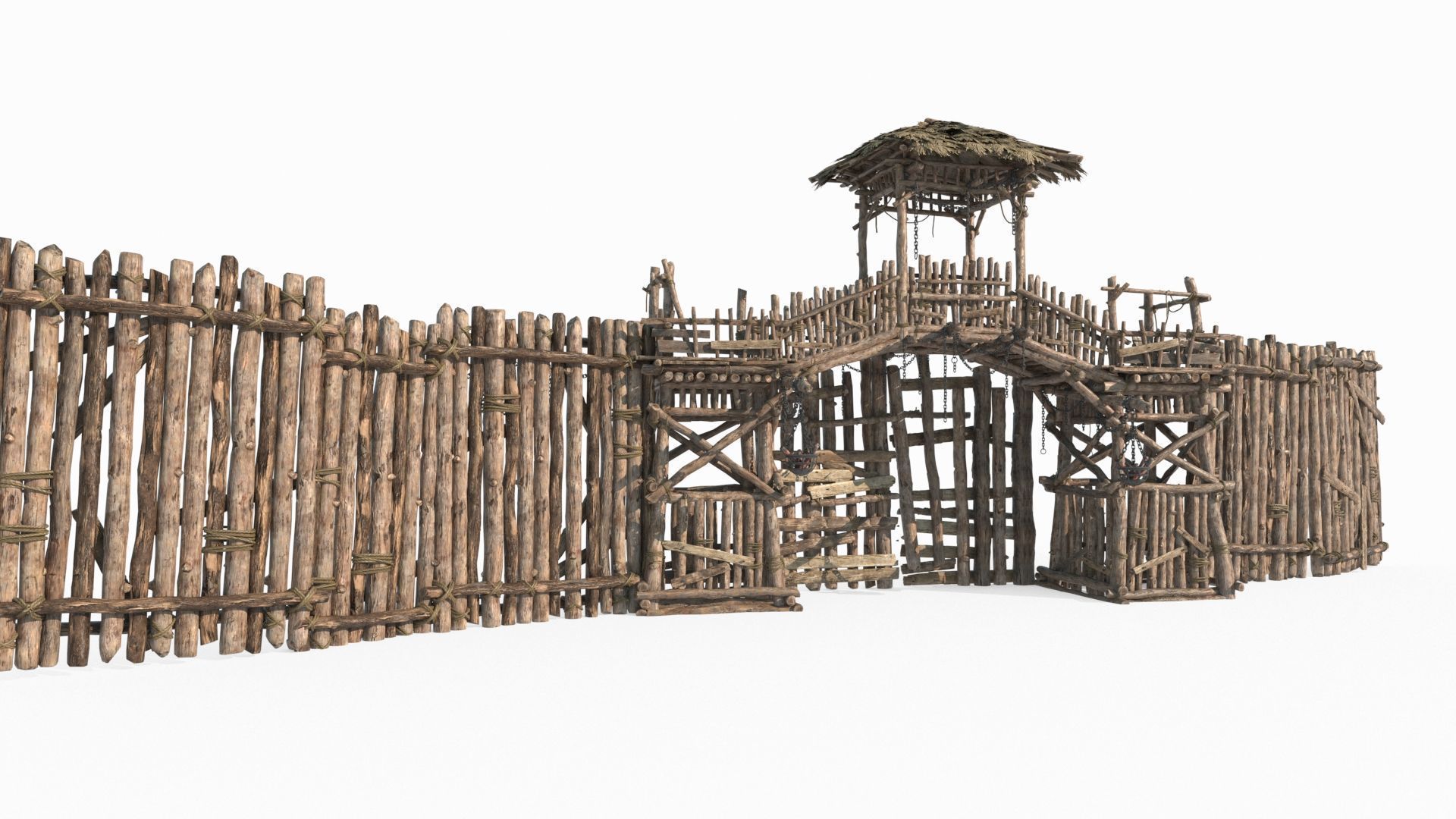Asian ancient architecture checkpoint defense gate 3D model_2
