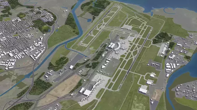 Brisbane - Airport - BNE Low-poly 3D model