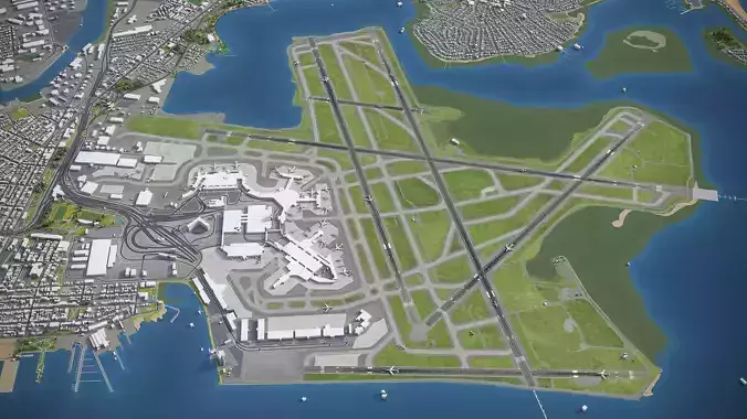 Boston - Logan International Airport - BOS Low-poly 3D model
