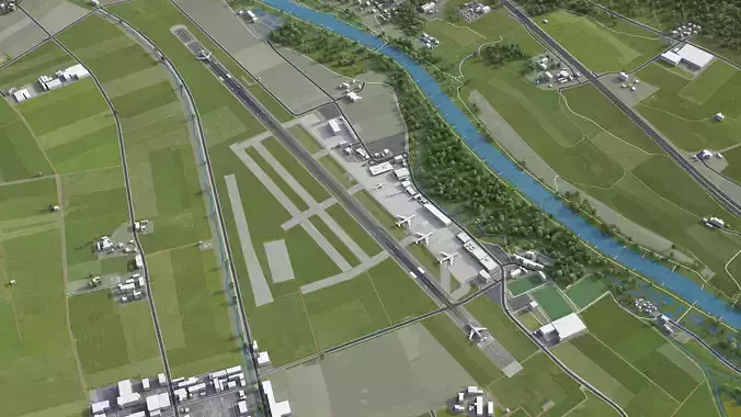 Bern - Airport - BRN Low-poly 3D model