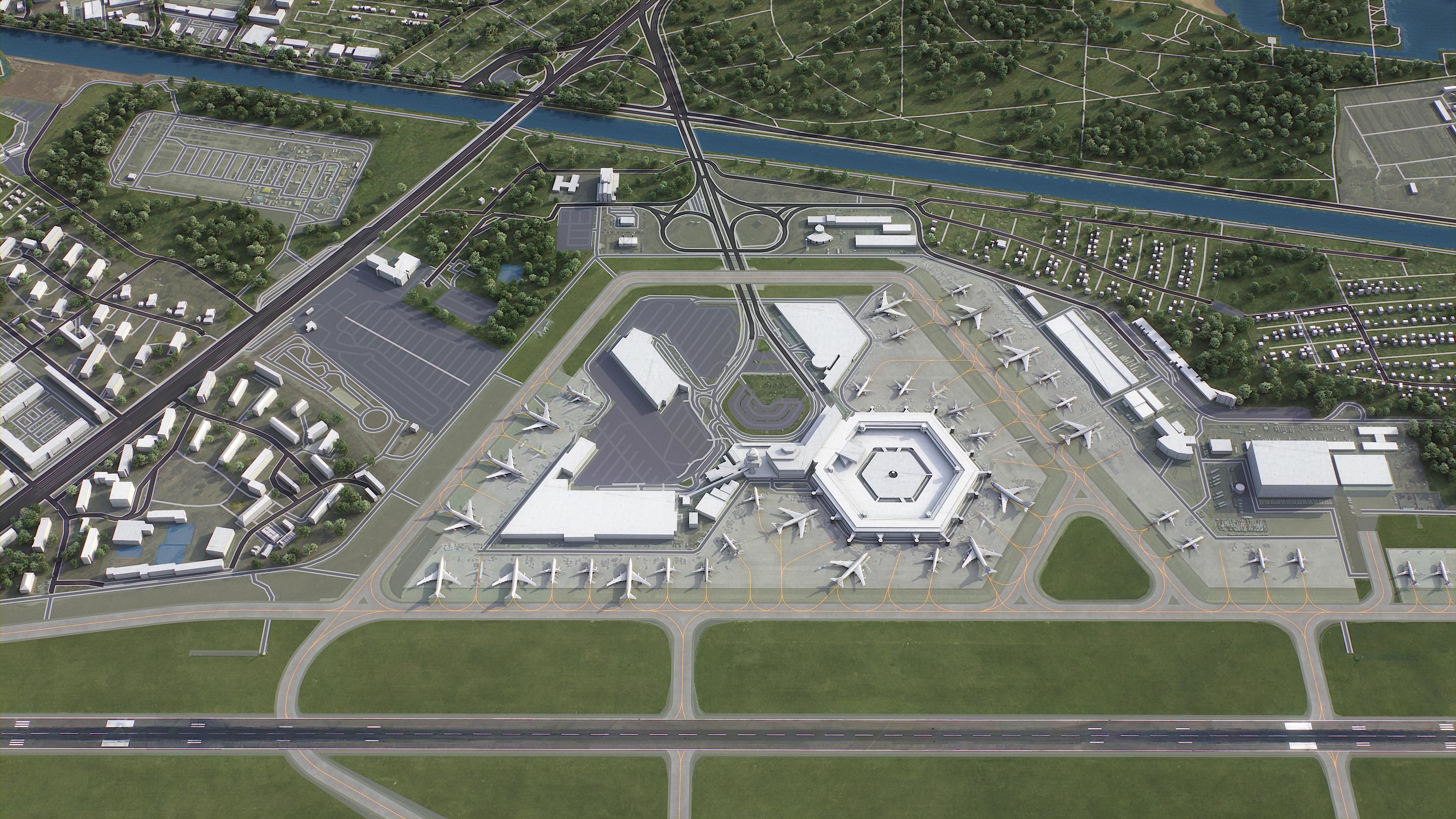 Berlin - Tegel Airport - TXL Low-poly 3D model_1