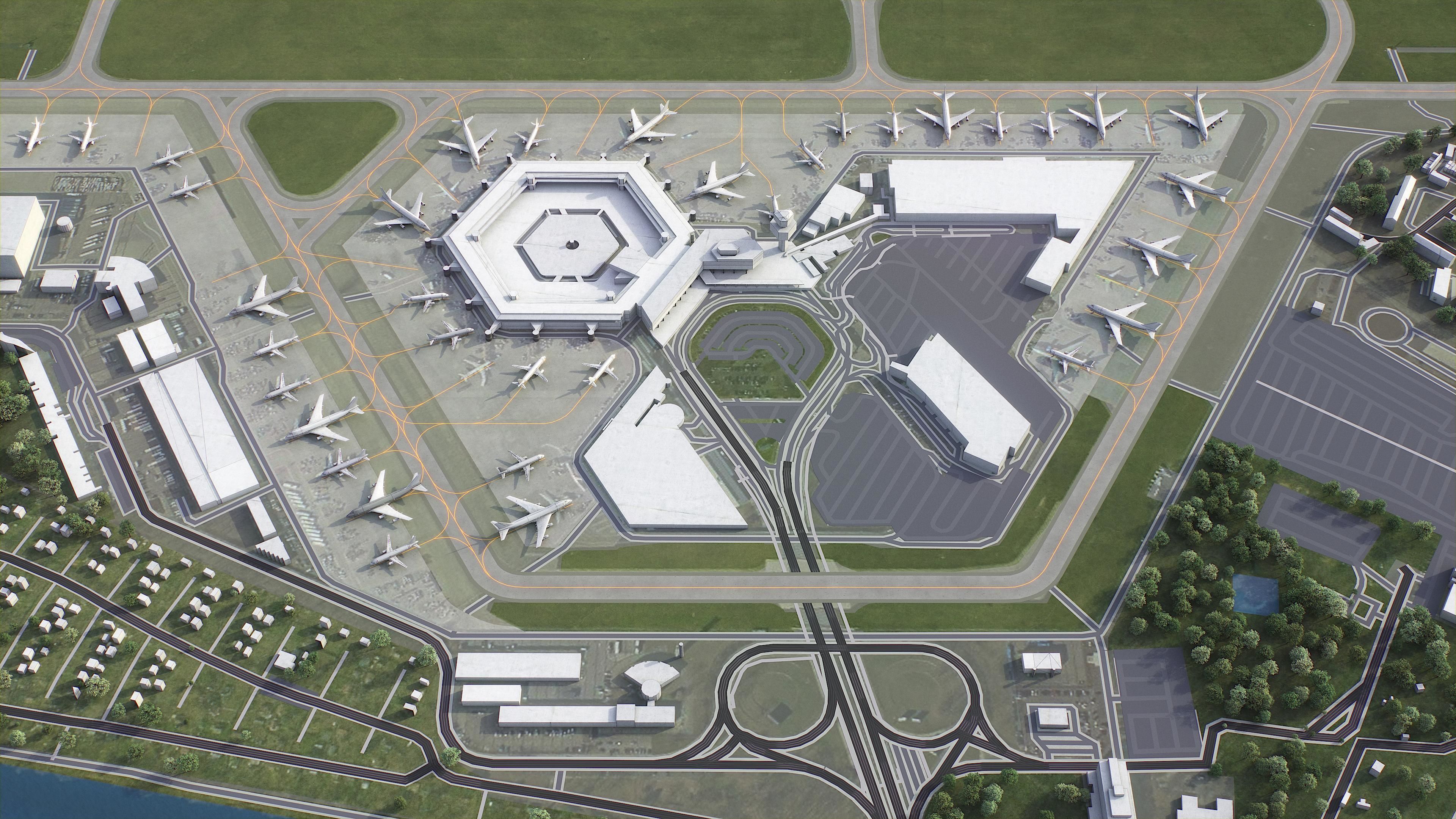Berlin - Tegel Airport - TXL Low-poly 3D model_4