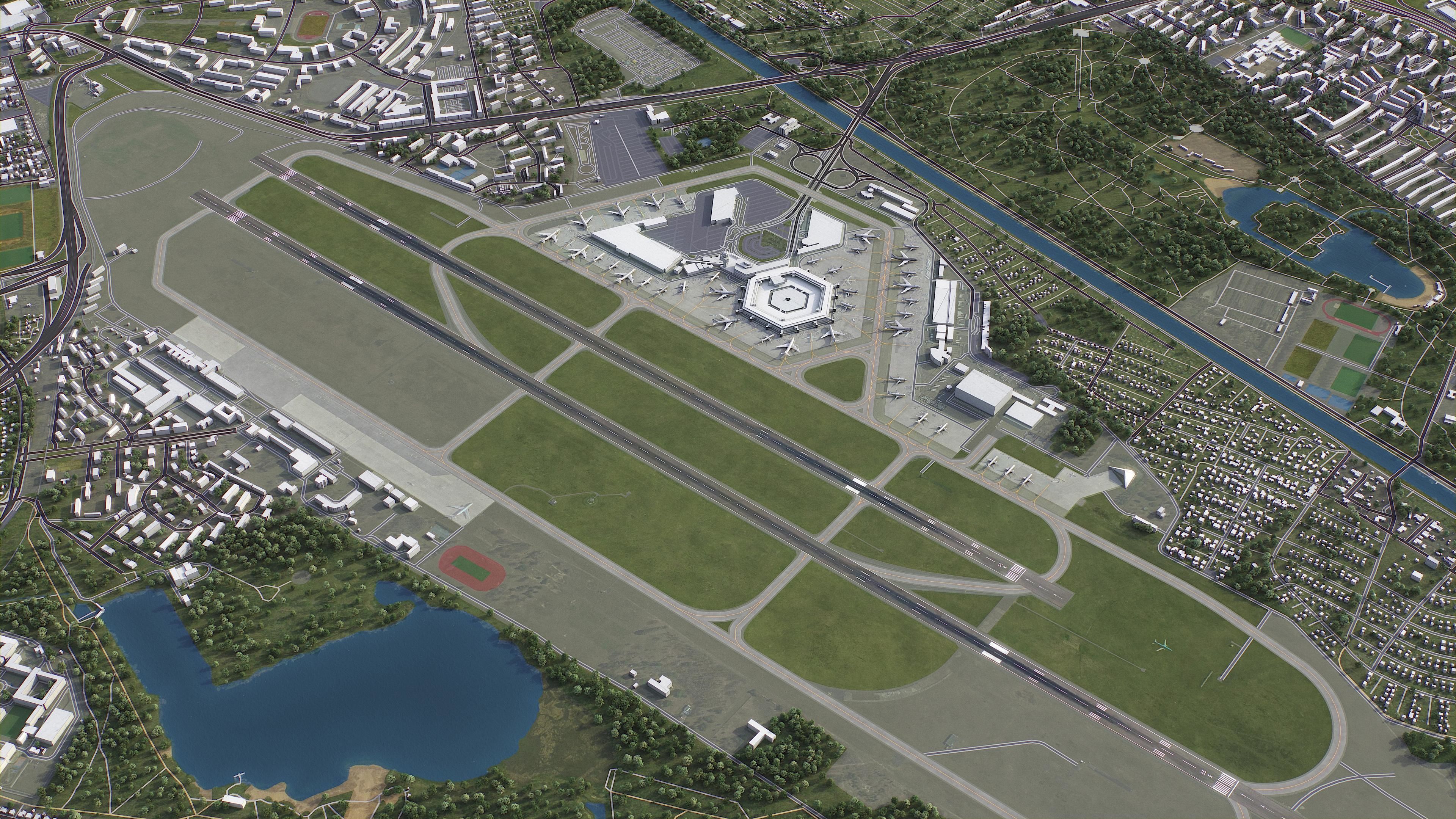 Berlin - Tegel Airport - TXL Low-poly 3D model_2