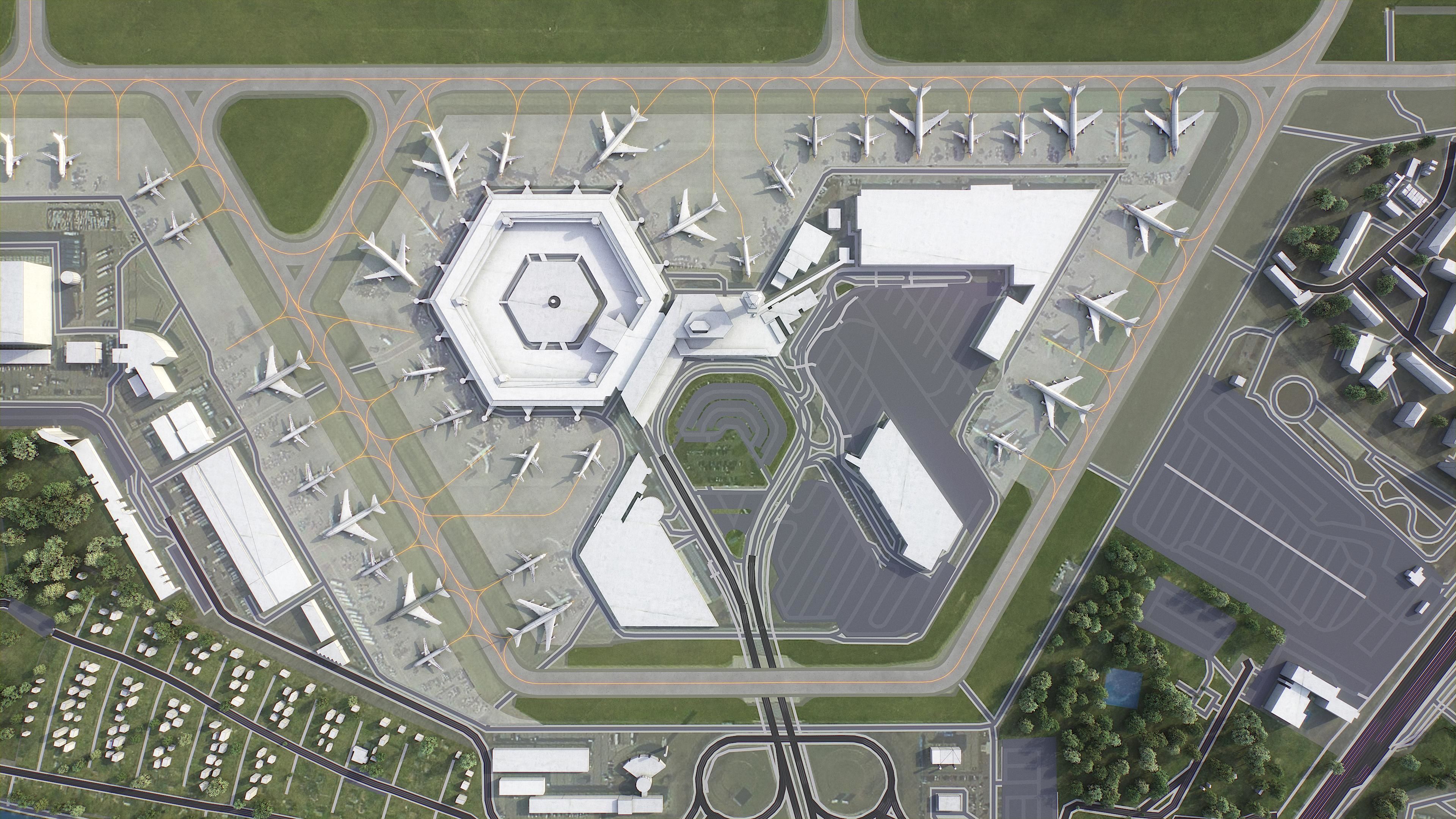 Berlin - Tegel Airport - TXL Low-poly 3D model_7