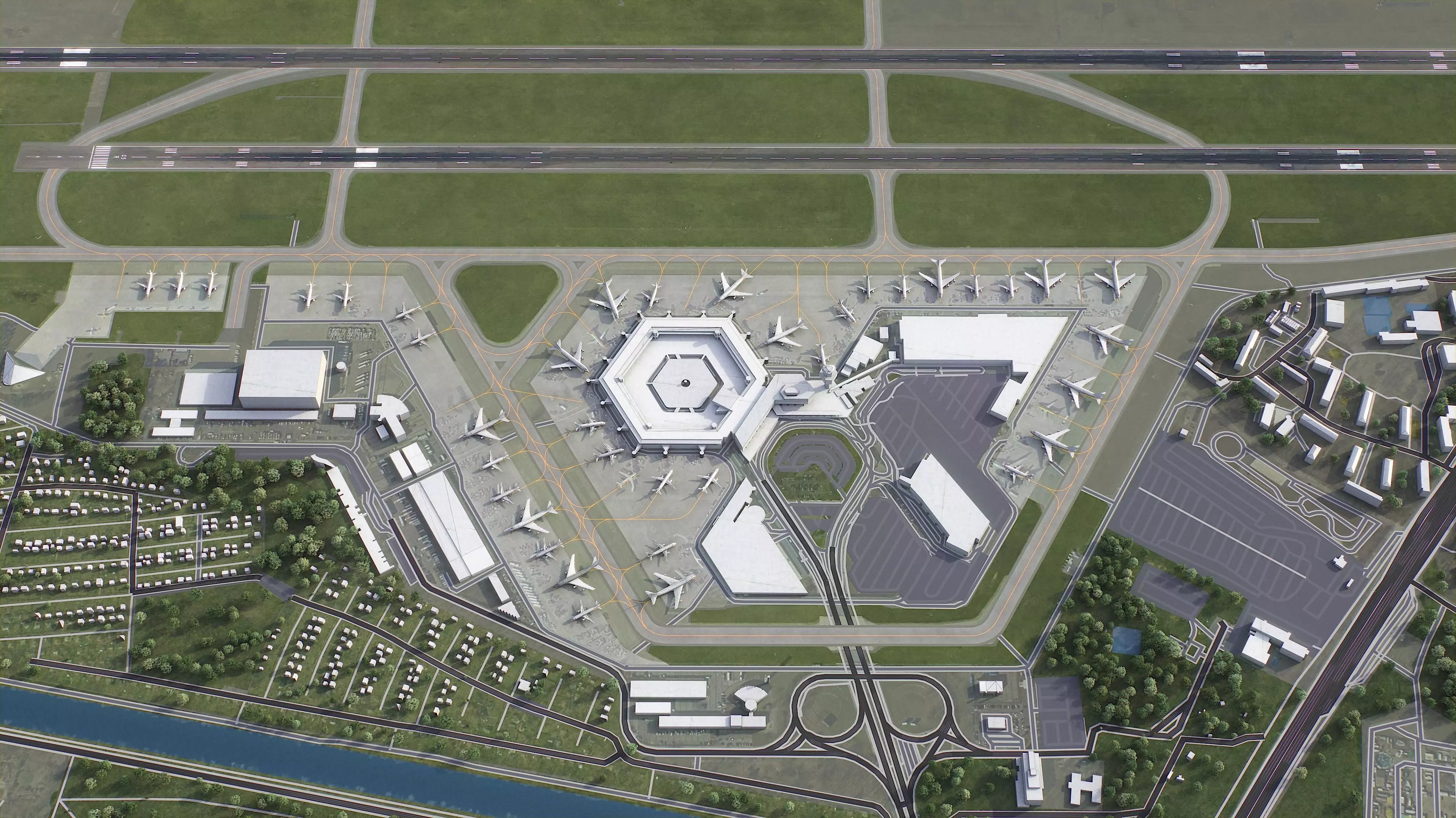 Berlin - Tegel Airport - TXL Low-poly 3D model_0
