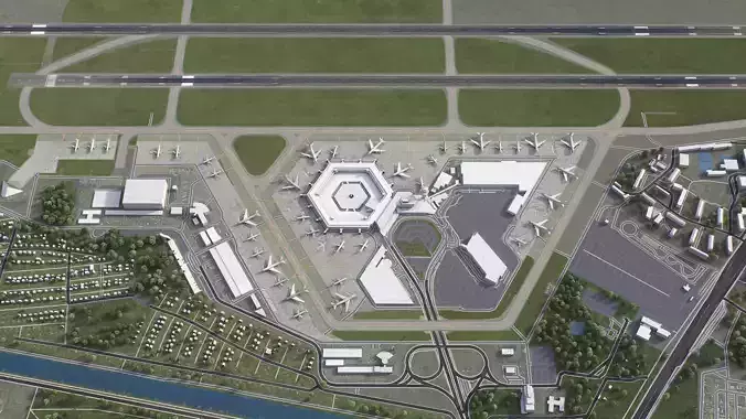 Berlin - Tegel Airport - TXL Low-poly 3D model