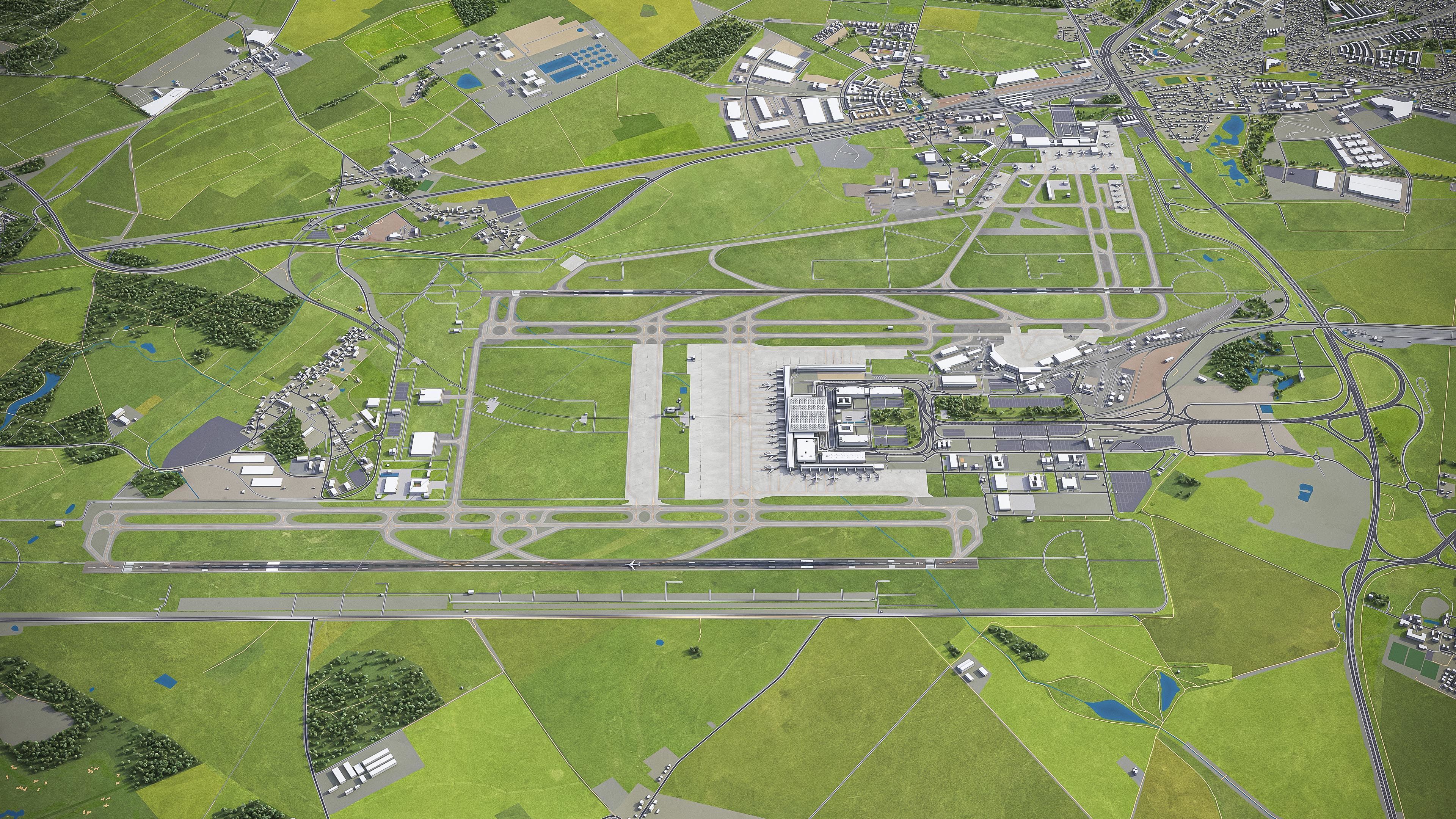 Berlin - Brandenburg Airport - BER Low-poly 3D model_10