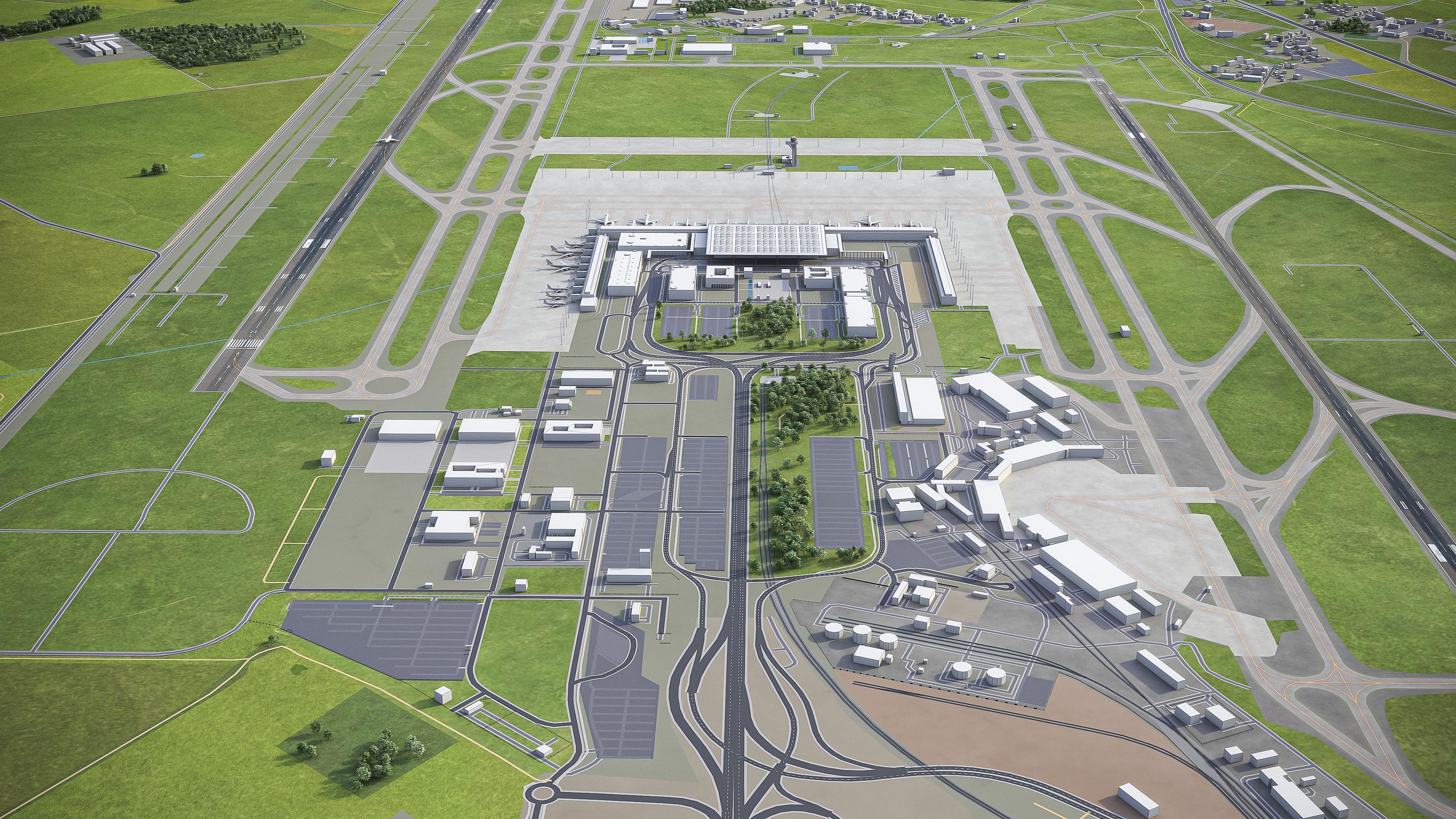 Berlin - Brandenburg Airport - BER Low-poly 3D model_7