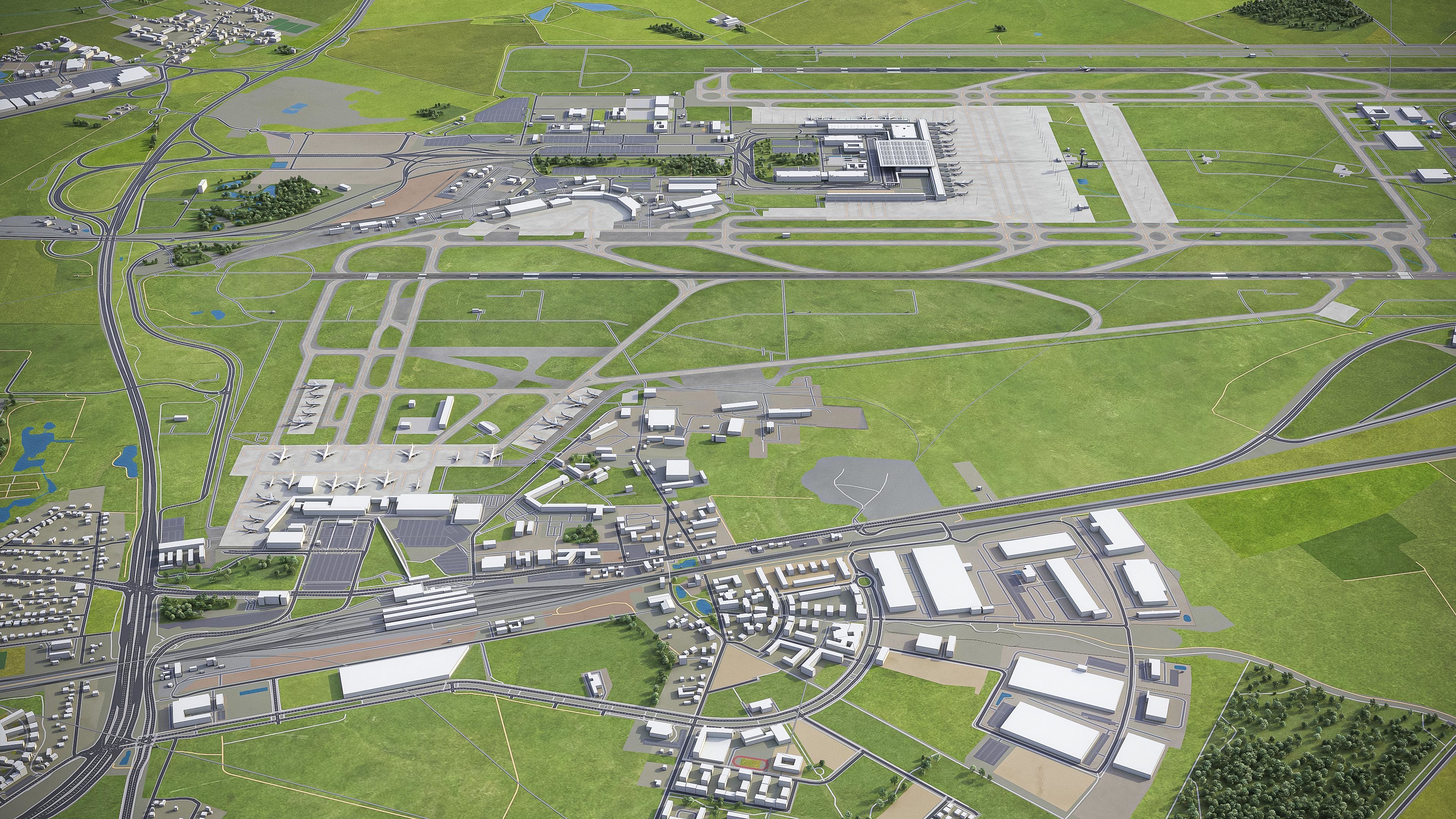 Berlin - Brandenburg Airport - BER Low-poly 3D model_9