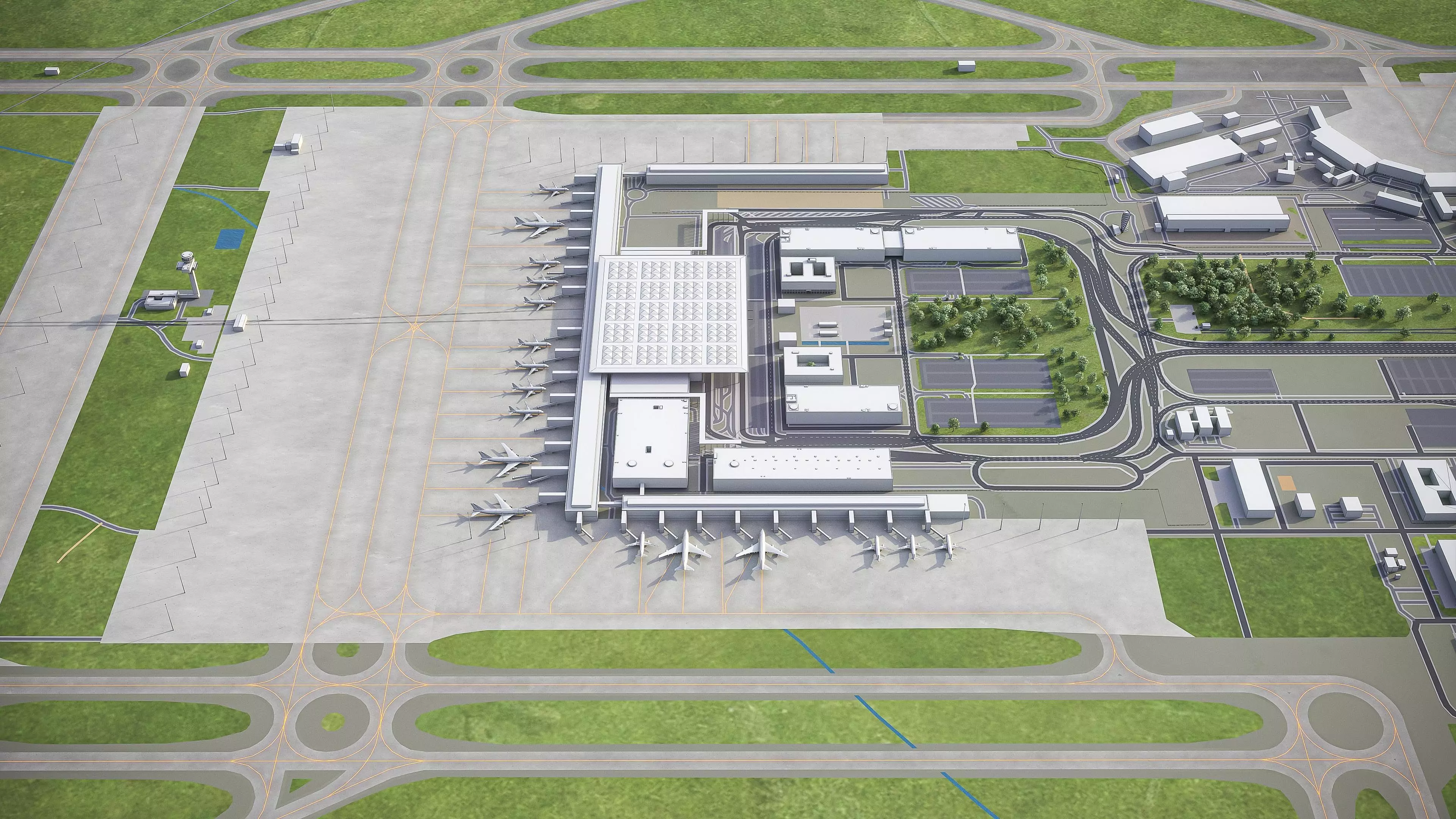 Berlin - Brandenburg Airport - BER Low-poly 3D model_0