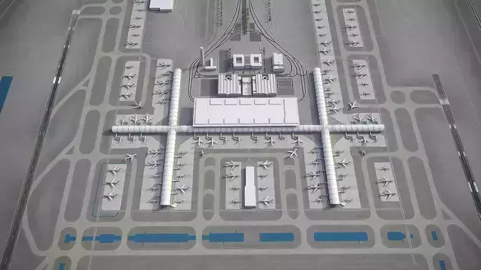 Bangkok - Suvarnabhumi Airport - BKK Low-poly 3D model