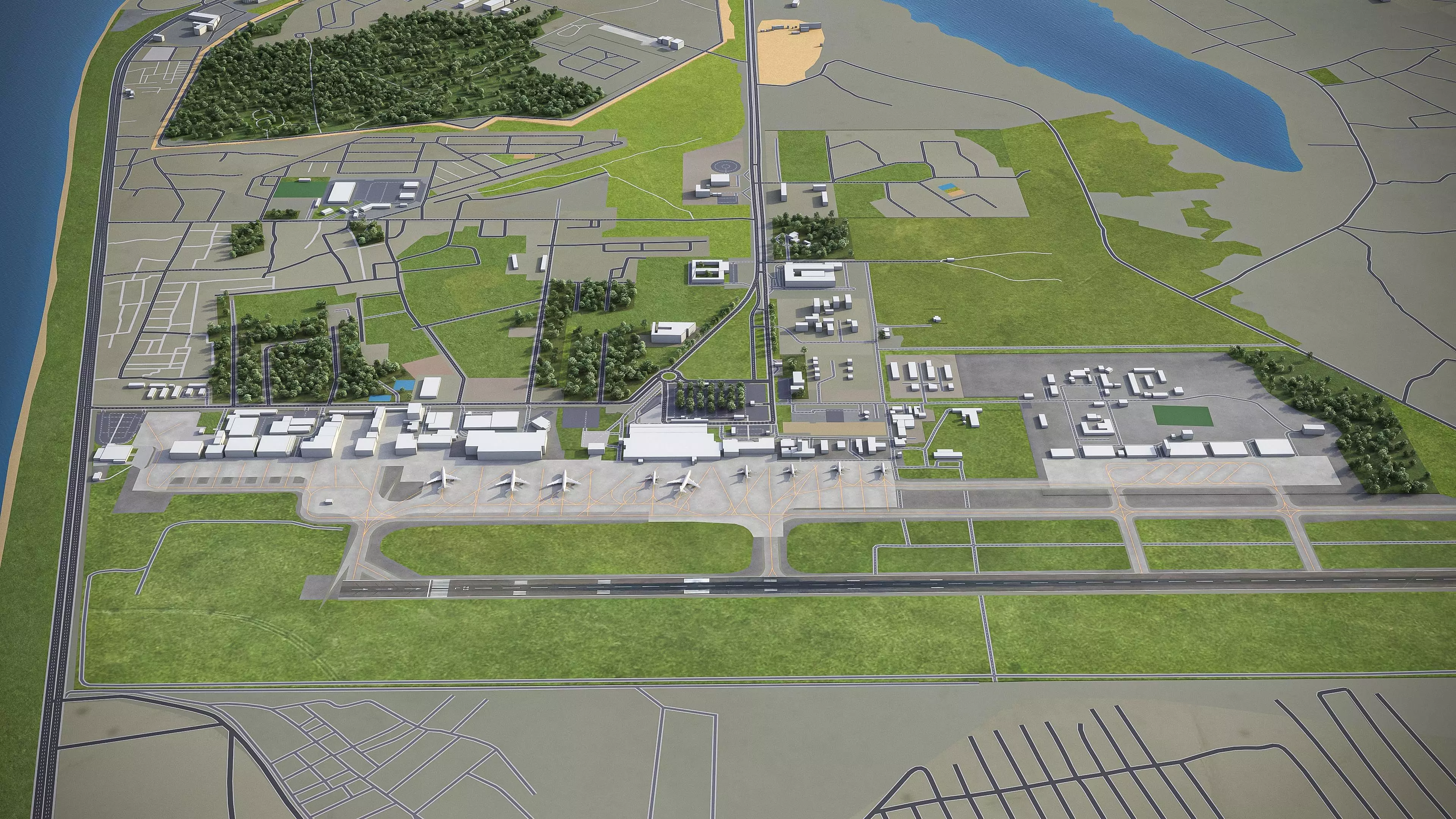 Abidjan - Felix Houphouet Boigny International Airport - ABJ Low-poly 3D model_0