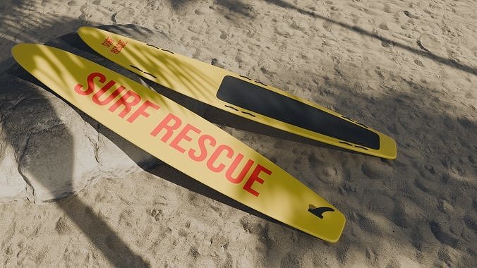 Rescue surfboard for aquatic operations 3D model